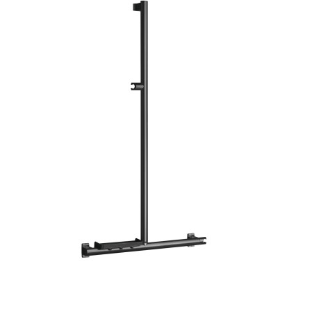 Barre d'appui T ou L 600x1296 mm, support douchette, alu. noir mat Ø 38x25 mm