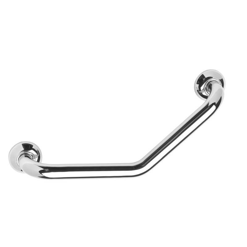 Barre d'appui coudée 135° 200x200 mm, tube laiton chromé Ø 32 mm, cache brillant