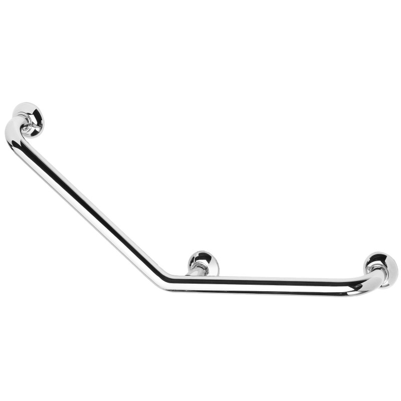 Barre d'appui 135° 400x400 mm, tube laiton chromé Ø 32 mm, 3 points de fixation