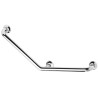 Barre d'appui 135° 400x400 mm, tube laiton chromé Ø 32 mm, 3 points de fixation