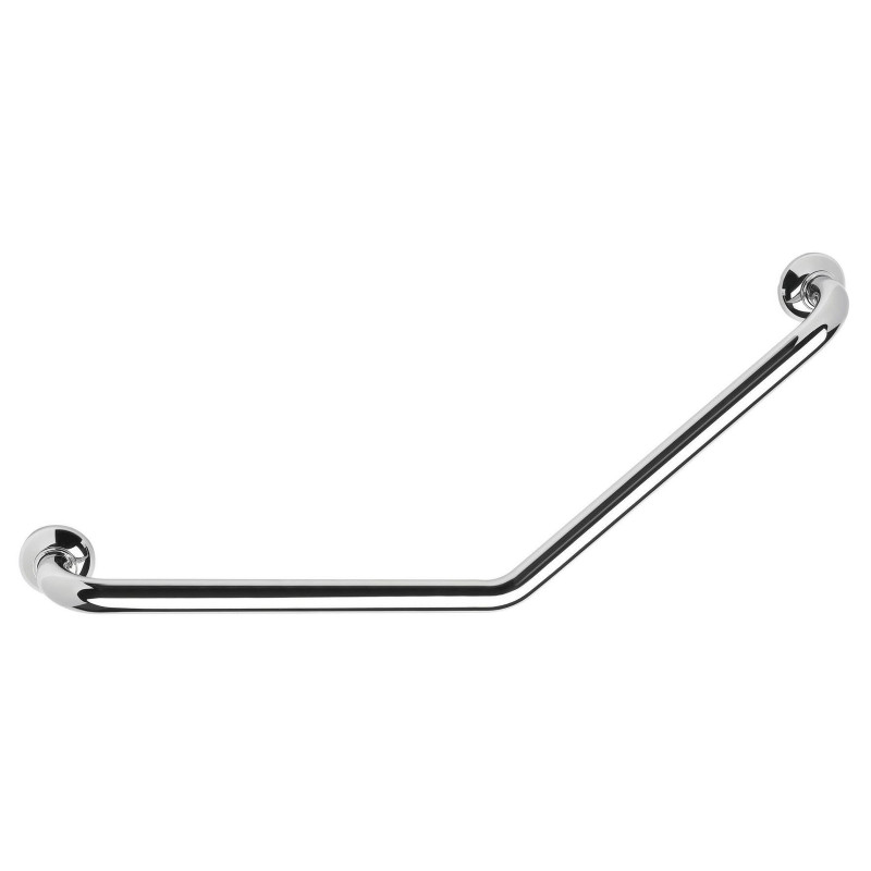 Barre d'appui coudée 135° 400x400 mm, tube laiton chromé Ø 32 mm, cache brillant