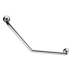 Barre d'appui 135°, 400x400 mm, tube laiton chromé Ø 25 mm, fixations invisibles