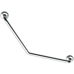 Barre d'appui 135°, 400x400mm, tube laiton chromé Ø 25mm, fixations apparentes