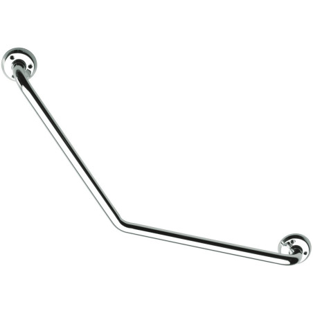 Barre d'appui 135°, 400x400mm, tube laiton chromé Ø 25mm, fixations apparentes