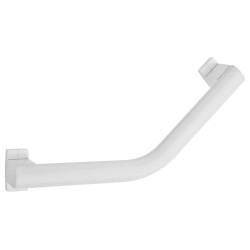 Barre d'appui coudée 135° symétrique, 200 x 200 mm, tube alu. blanc Ø 38 x 25 mm