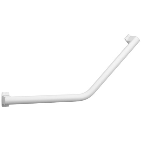 Barre d'appui coudée 135° symétrique, 418 x 418 mm, tube alu. blanc Ø 38 x 25 mm