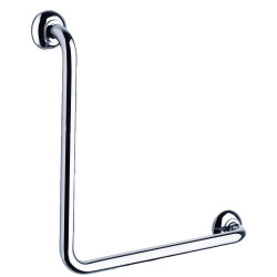 Barre d'appui 90°, 400x400 mm, tube laiton chromé Ø 25 mm, fixations invisibles