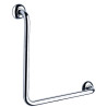 Barre d'appui 90°, 400x400 mm, tube laiton chromé Ø 25 mm, fixations invisibles