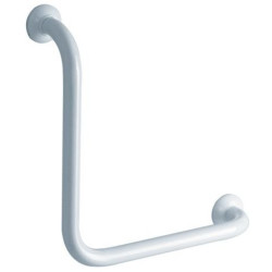 Barre d'appui 90° symétrique, 400 x 400 mm, tube alu. époxy blanc Ø 30 mm