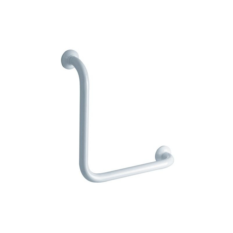 Barre d'appui 90° symétrique, 400 x 400 mm, tube alu. époxy blanc Ø 30 mm
