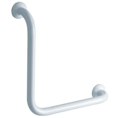 Barre d'appui 90° symétrique, 400 x 400 mm, tube alu. époxy blanc Ø 30 mm