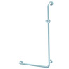 Barre d'appui 90° droite 590x1100mm, support douchette, alu. époxy blanc Ø30 mm