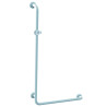 Barre d'appui 90° gauche 590x1100mm, support douchette, alu. époxy blanc Ø30 mm