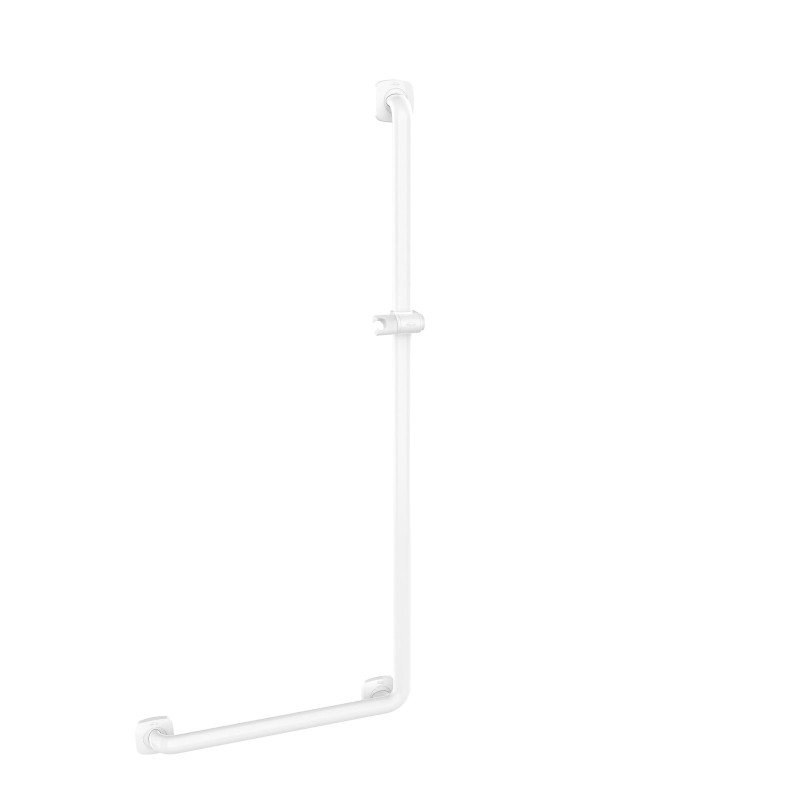 Barre d'appui coudée en L, droite, 576 x 1276 mm, ERGOLIFE Nylon blanc Ø 38x25mm