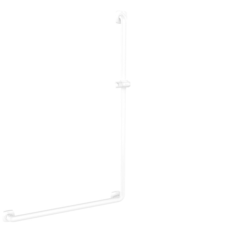 Barre d'appui coudée en L, droite, 826 x 1276 mm, ERGOLIFE Nylon blanc Ø 38x25mm