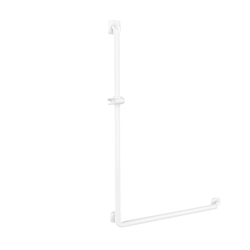 Barre d'appui coudée en L, gauche, 826 x 1276 mm, ERGOLIFE Nylon blanc Ø 38x25mm