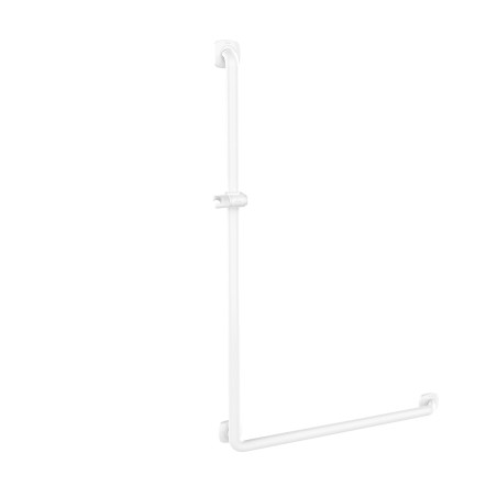 Barre d'appui coudée en L, gauche, 826 x 1276 mm, ERGOLIFE Nylon blanc Ø 38x25mm