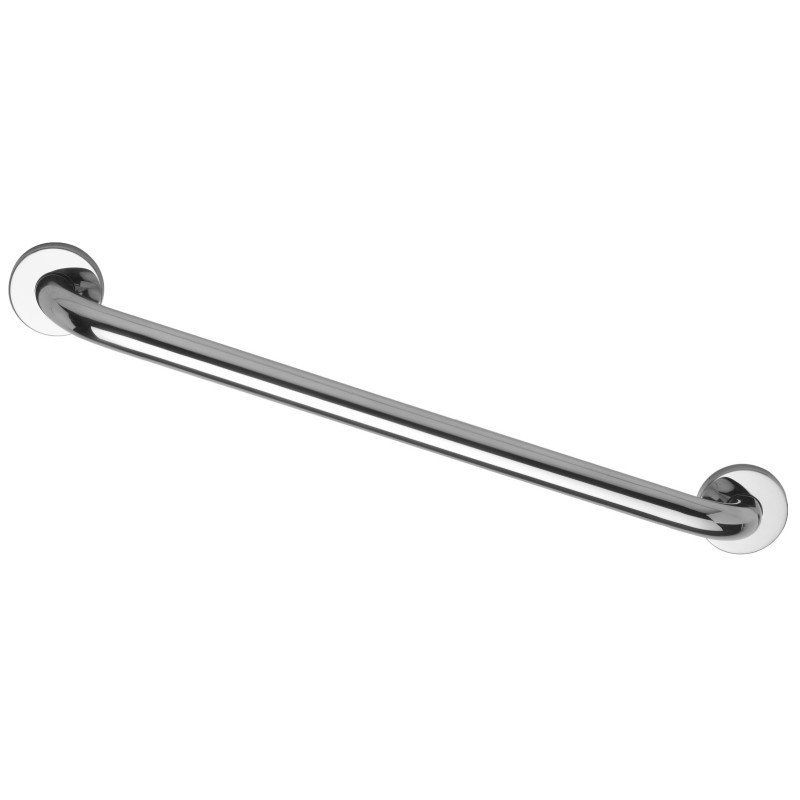 Barre d'appui droite, tube inox poli brillant Ø 32 mm, embase Ø 77 mm