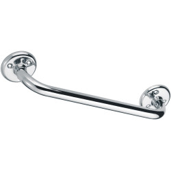 Barre d'appui droite, tube laiton nickelé chromé Ø 25 mm, embase Ø 65 mm