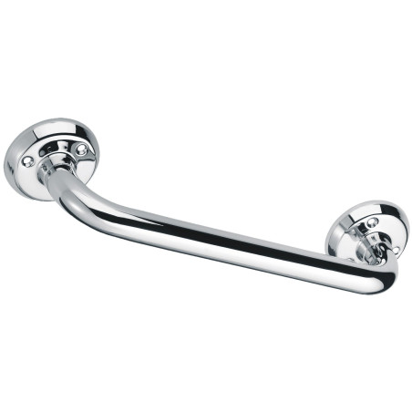 Barre d'appui droite, tube laiton nickelé chromé Ø 25 mm, embase Ø 75 mm
