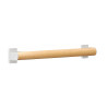 Barre droite 400 mm, tube aluminium bois Ø 38 x 25 mm, cache-fixations blanc