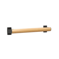 Barre droite 400 mm, tube aluminium bois Ø 38x25 mm, cache-fixations anth