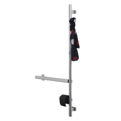 Barre d'appui en L multifonctions 551x1050mm, porte-rouleau et patère, anodisé