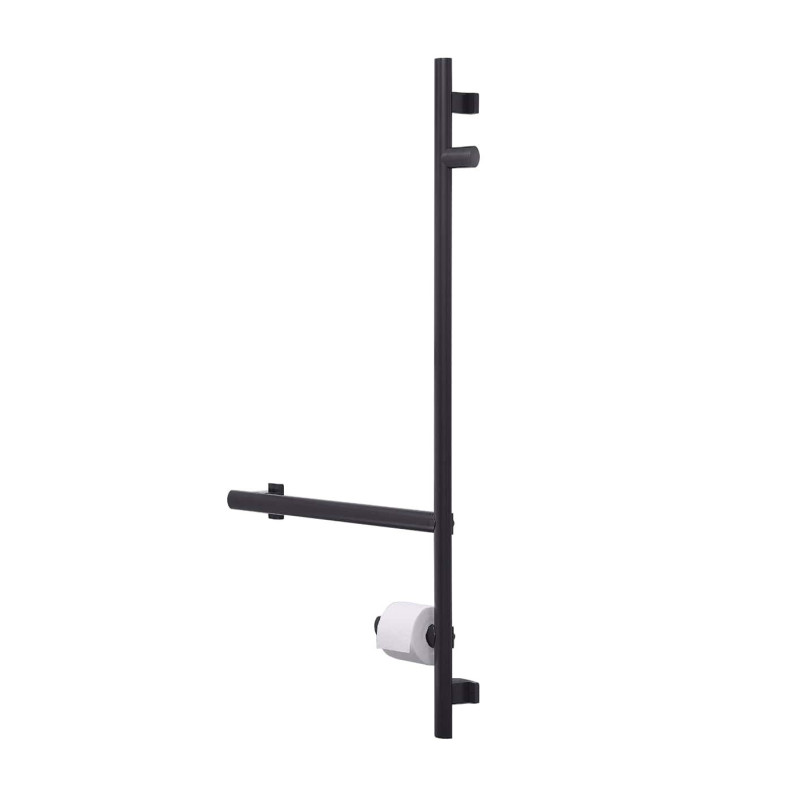 Barre d'appui en L multifonctions 551x1050mm, porte-rouleau & patère, anthracite