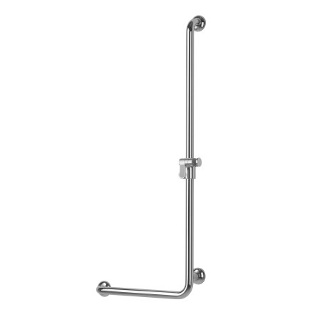Barre d'appui en L à droite, 450x1100 mm, sup. douchette, laiton chromé Ø 32mm