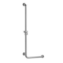 Barre d'appui en L à gauche, 450x1100 mm, sup. douchette, laiton chromé Ø 32mm