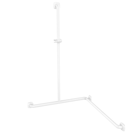 Barre d'appui en T angle 2 murs, 838x838x1276 mm, ERGOLIFE Nylon blanc Ø38x25 mm