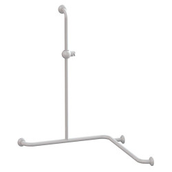 Barre 2 murs + douche 750x750x1000 mm, antibact. Sup. douchette, alu. blanc Ø30