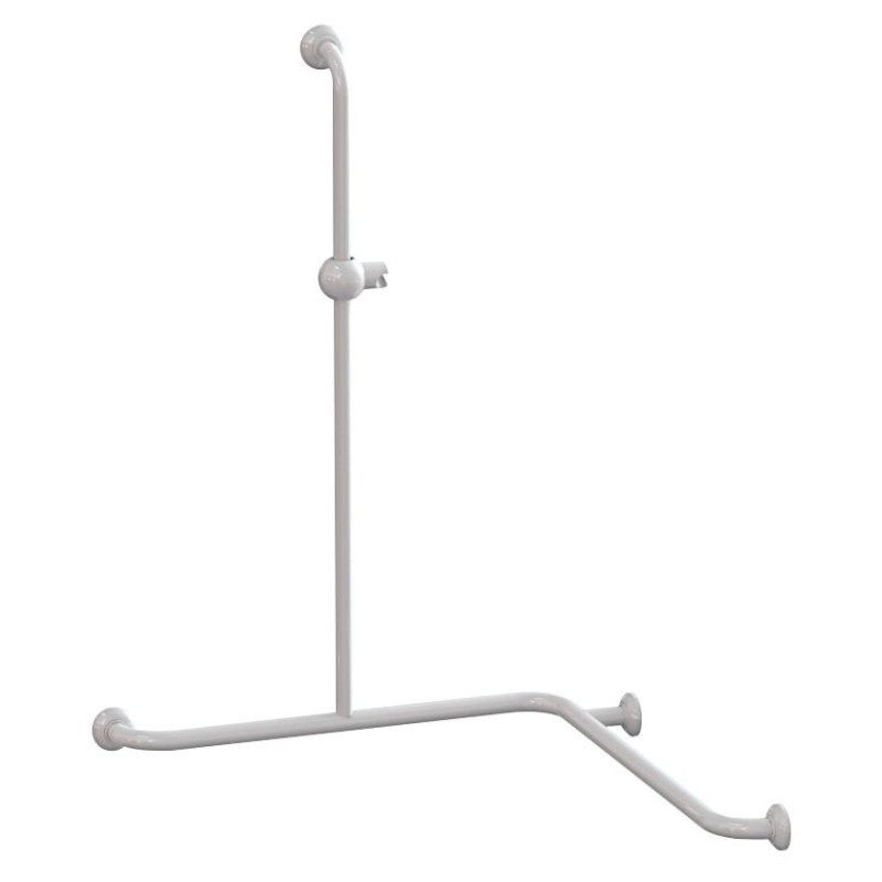 Barre 2 murs + douche 750x750x1000 mm, antibact. Sup. douchette, alu. blanc Ø30