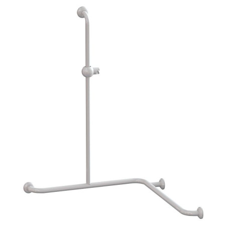 Barre 2 murs + douche 750x750x1000 mm, antibact. Sup. douchette, alu. blanc Ø30