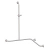 Barre 2 murs + douche 750x750x1000 mm, antibact. Sup. douchette, alu. blanc Ø30