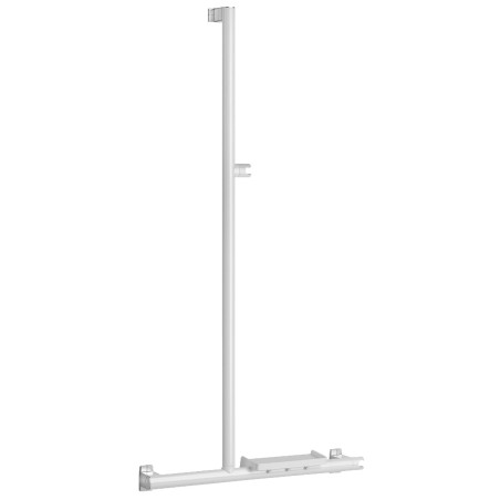 Barre d'appui en T ou L 600x1296 mm, support douchette, alu. blanc Ø 38 x 25 mm