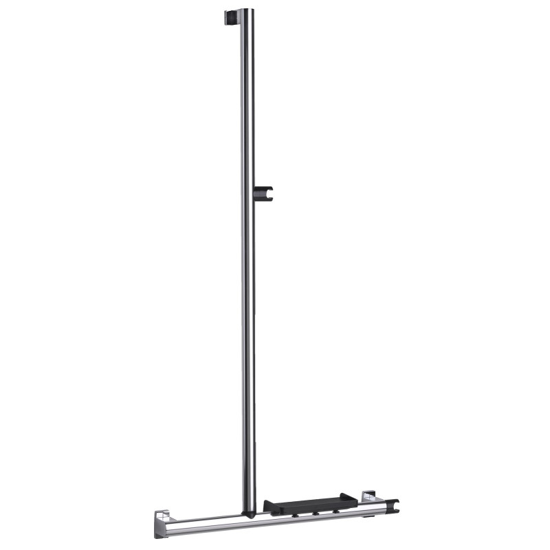 Barre d'appui en T ou L 600x1296 mm, support douchette, alu. anodisé Ø 38x25 mm