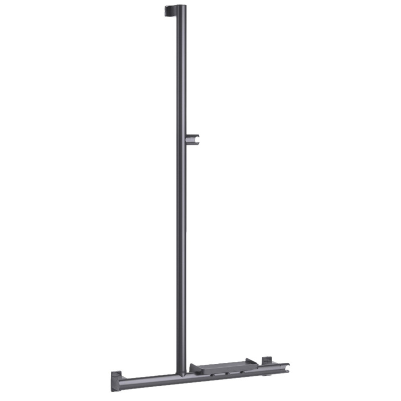 Barre d'appui T ou L 600x1296 mm, support douchette, alu. anthracite Ø 38x25 mm