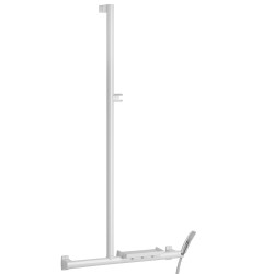 Barre d'appui en T ou L 600x1296 mm, support douchette, alu. blanc Ø 38 x 25 mm