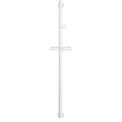 Barre d'appui 1200 mm, tube alu. blanc Ø 38x25 mm et support douchette blanc