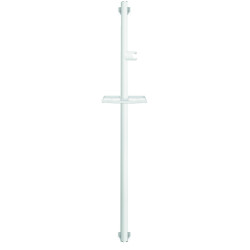 Barre d'appui 1200mm, tube alu Ø 38x25 mm, sup. douche blc, cache-fix. chr mat
