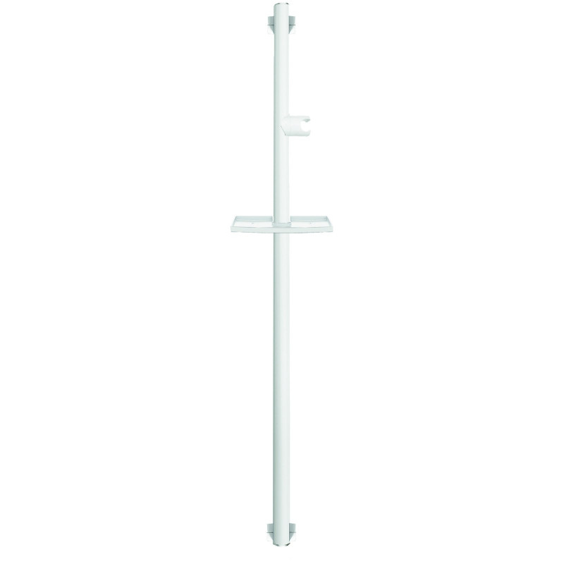 Barre d'appui 1200mm, tube alu Ø 38x25 mm, sup. douche blc, cache-fix. chr mat