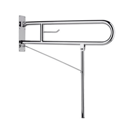 Barre relevable 800 mm avec béquille, tube inox poli brillant Ø 32 mm