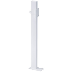 Poteau fixation hors cloison H. 970 mm, pour barre relevable, tube acier blanc