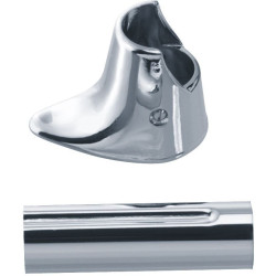 Embase 50x34 mm pour porte-rideaux Ø 20 mm, laiton chromé, fixations invisibles