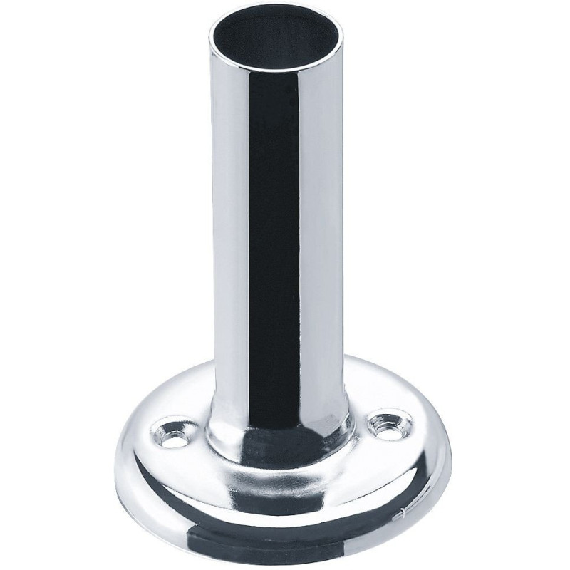 Embase Ø 58 mm pour porte-rideaux Ø 20 mm , laiton chromé, 2 trous de fixation