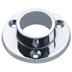 Embase Ø 50 mm pour porte-rideaux Ø 20 mm, zamak chromé, 3 trous de fixation