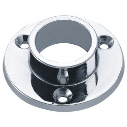 Embase Ø 50 mm pour porte-rideaux Ø 20 mm, zamak chromé, 3 trous de fixation