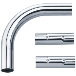 Coude 90° 100x100 mm pour porte-rideaux Ø 20, 2 manchons droits, laiton chromé