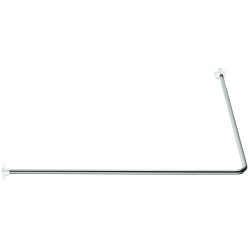 Porte-rideau 90° 1000 x 1000 mm, tube acier chromé Ø 16 mm, rosace ABS blanc